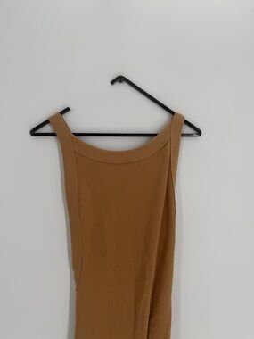 The Line By K Maribel Asymmetrical Ribbed Knit Midi Dress In Camel